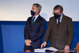 Miguel Porras y Francisco José Andrade. Toma de posesión de nuevos catedráticos y profesores titulares de la Universidad de Málaga. Paraninfo. Diciembre de 2021