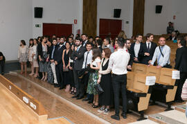 Alumnos en su graduación de los Másters de la Facultad de Ciencias Económicas y Empresariales de la Universidad de Málaga. Paraninfo. Mayo de 2017