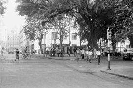 Alameda Principal. Cruce con calle Córdoba y Puerta del Mar. Agosto de 1959. Málaga, España.