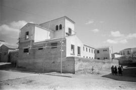 Obras. Vista desde la calle López Domínguez esquina con calle Marqués de Cádiz. Marzo de 1954. Málaga. España.