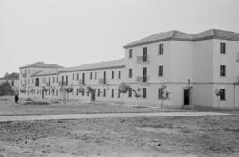 Construcción barriada en Ciudad Jardín. 1954, noviembre. Málaga. España.