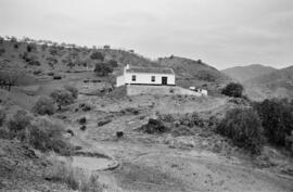 Barrio de El Palo. Terreno y casa rural precintada. Reportaje para la revista El Caso. Diciembre de 1954. Málaga, España.