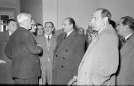 Visita a al Sanatorio 18 de Julio del delegado nacional de Sindicatos y ministro secretario general del Movimiento, José Solís Ruiz. Enero de 1953. Málaga, España.