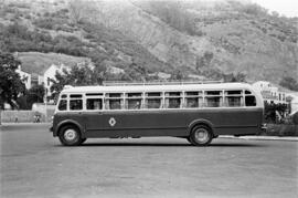 Autobuses urbanos montados en la factoría Taillefer. Parque de Málaga. Agosto de 1952. España