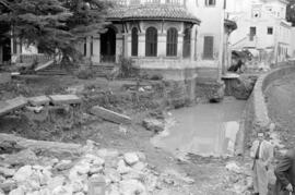 Destrozos en Villa Consuelo, de José Gómez Mercado, por las inundaciones del 29 de octubre de 1955.  Málaga. España.