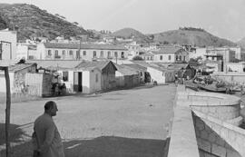 Barrio de la Malagueta. Viviendas de pescadores. Octubre de 1954. Málaga, España.