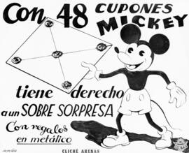 Publicidad en el cine. Anuncios Nieto: Con 48 cupones Mickey tiene derecho a un sobre sorpresa. C...