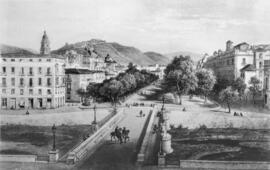 Puente de Tetuán y Alameda. 1860. Grabado a partir de fotografía de Luis Leon Masson. Reproducción fotográfica.