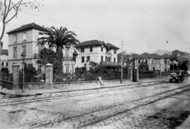 Barrio del Limonar. Calle de Málaga (actual avenida del Pintor Sorolla). Paseo del Limonar. Castillo de Santa Catalina. Monte de San Antón. Málaga (España)