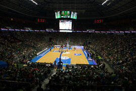 Partido del Unicaja Baloncesto homenaje a la Facultad de Económicas en su 50 Aniversario. Palacio de Deportes José María Martín Carpena. Mayo de 2015