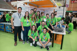 Estand de las Escuelas de Ingenierías Industriales. Jornadas de Puertas Abiertas de la Universidad de Málaga. Complejo Polideportivo Universitario. Abril de 2018