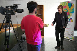 Entrevista a Nacho Vegas en photocall. Curso "Tres generaciones de la música Pop española". Cursos de Verano de la Universidad de Málaga. Málaga. Julio de 2018