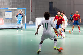Partido España contra Portugal. 14º Campeonato del Mundo Universitario de Fútbol Sala 2014 (FUTSAL). Antequera. Julio de 2014