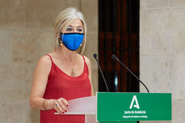 Patricia del Pozo. Inauguración de la exposición "Eugenio Chicano Siempre". Museo de Málaga. Mayo de 2021
