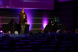 Actuación de El Virtual y DJ Kae3. Gala Inaugural de la 30 edición de Fancine de la Universidad de Málaga. Cine Albéniz. Noviembre de 2020