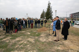 Intervención de Raquel Barco Moreno. Inauguración de la "primera arbolada" en la Universidad de Málaga. Escuela Técnica Superior de Ingeniería Industrial. Enero de 2020