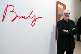 Aurelio Díaz, Buly, en la Inauguración de su exposición "Inventario". Centro de Arte Contemporáneo Francisco Hernández, Vélez-Málaga. Diciembre de 2018
