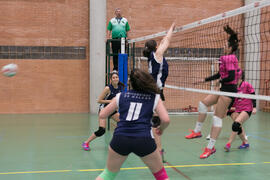 Partido femenino Universidad de Málaga - Universidad de A Coruña. Campeonato de España Universitario de Voleibol. Complejo Polideportivo Universitario. Abril de 2018
