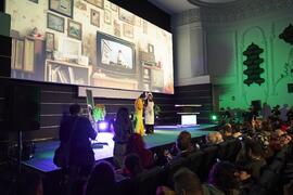 Alessandra García y Tecla Lumbreras presentan la gala de de inauguración de la 33ª edición de Fancine de la Universidad de Málaga. Cine Albéniz. Noviembre de 2023