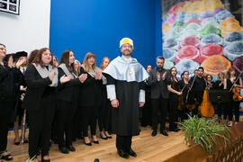 Coro Oficial de la UMA, Orquesta Málaga Camerata y Carlos Álvarez Rodríguez tras su investidura como Doctor "Honoris Causa" por la Facultad de Filosofía y Letras de la Universidad de Málaga. Paraninfo. Mayo de 2018