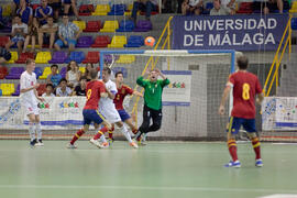Partido España contra Bielorrusia. 14º Campeonato del Mundo Universitario de Fútbol Sala 2014 (FUTSAL). Antequera. Julio de 2014