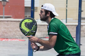 Jugador en un partido. Campeonato de España Universitario de Pádel. Antequera. Abril de 2017