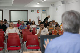 Asistentes a la conferencia de Miguel Ángel Troitiño. Curso "Patrimonio y Turismo Cultural". Cursos de Verano de la Universidad de Málaga. Vélez Málaga. Julio de 2018