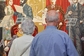Visitantes de la exposición "Eugenio Chicano Siempre". Museo de Málaga. Junio de 2021