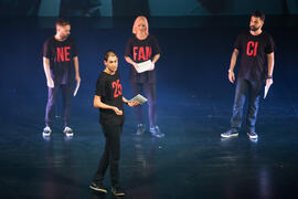Presentadores de la gala inaugural de la XXV edición de Fancine de la Universidad de Málaga. Teatro Cervantes. Noviembre de 2015