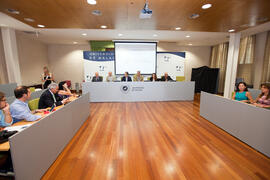 Presentación del logotipo y cartel conmemorativos del 50 Aniversario de la Facultad de Ciencias Económicas y Empresariales. Rectorado. Junio de 2014