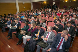 Asistentes al acto inaugural. Jornada "Brexit y Gibraltar. Un reto con oportunidades conjuntas". Edificio del Rectorado. Febrero de 2017