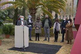 Intervención de José Ángel Narváez. Inauguración de la escultura "6+1", de José Ignacio Díaz de Rábago. Facultad de Ciencias de la Educación y Psicología. Campus de Teatinos. Enero de 2022