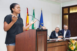 Intervención de una alumna del CIE-UMA en su graduación el Día del Español. Centro Internacional de Español de la Universidad de Málaga. Junio de 2016