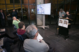Tecla Lumbreras inaugura la instalación "Biblioteca de Babel XIII", de José Ignacio Díaz de Rábago. Biblioteca General. Enero de 2018