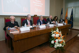 Mesa presidencial. Presentación de la memoria del 50 Aniversario de la Facultad de Económicas. Facultad de Ciencias Económicas y Empresariales. Marzo de 2019