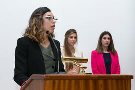 Intervención de una alumna en su graduación de Máster de la Facultad de Ciencias Económicas y Empresariales de la Universidad de Málaga. Paraninfo. Mayo de 2017
