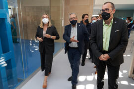 Marifrán Carazo, José Ángel Narváez y Carlos Rosa. Inauguración de la exposición itinerante sobre el plan "Vive tu ciudad". Escuela Técnica Superior de Arquitectura de la Universidad de Málaga. Octubre de 2021