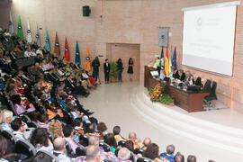 Intervención de Luis Gómez Jacinto en la Apertura del Curso Académico 2017/2018 de la Universidad de Málaga. Salón de actos de la Facultad de Turismo. Septiembre de 2017