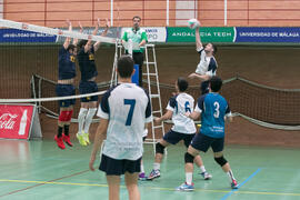 Partido UCAM - Universidad de Almería. Campeonato de España Universitario de Voleibol. Complejo Polideportivo Universitario. Abril de 2018
