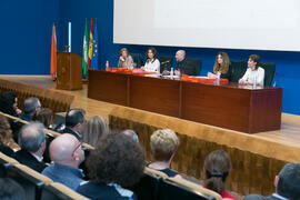 Mesa presidencial. Graduación de Másters de la Facultad de Ciencias Económicas y Empresariales de la Universidad de Málaga. Paraninfo. Abril de 2018