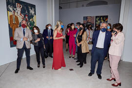 Autoridades visitan la exposición "Eugenio Chicano Siempre" en su inauguración. Museo de Málaga. Mayo de 2021