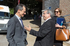 José Ángel Narváez recibe al ministro de Ciencia, Innovación y Universidades, Pedro Duque. Edificio del Rectorado. Junio de 2018