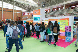 Estand de Información. Jornadas de Puertas Abiertas de la Universidad de Málaga. Complejo Polideportivo Universitario. Abril de 2018