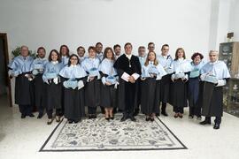 Retrato de grupo previo a la investidura de Hermanfrid Schubart, Alejandro Portes y Luis Enrique de la Villa como Doctores "Honoris Causa" por la Universidad de Málaga. Paraninfo. Octubre de 2024