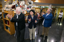 Rafael Ballesteros, Tecla Lumbreras y Juan José Téllez. Homenaje a Pablo García Baena y Antonio Garrido. Biblioteca General. Octubre de 2018