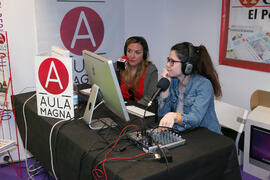 Estand de Aula Magna. Jornadas de Puertas Abiertas de la Universidad de Málaga. Complejo Polideportivo Universitario. Abril de 2018