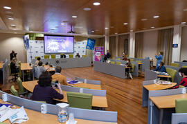 Inauguración del Día Internacional Contra la Violencia Machista. Edificio del Rectorado de la Universidad de Málaga. Noviembre de 2020