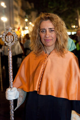 María Dolores Fernández de la Torre en la estación de Penitencia de la Hermandad de los Estudiantes. Málaga. Marzo de 2015