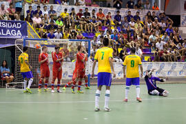 Partido Rusia contra Brasil. 14º Campeonato del Mundo Universitario de Fútbol Sala 2014 (FUTSAL). Antequera. Julio de 2014
