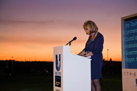 Intervención de Adelaida de la Calle. Inauguración del Campeonato Mundial Universitario de Golf. Antequera Golf. Junio de 2010